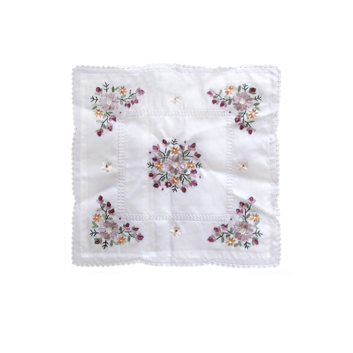 Victoriana Applique Embroidered Cushion Cover — White and Cream — Allure Home Collections
