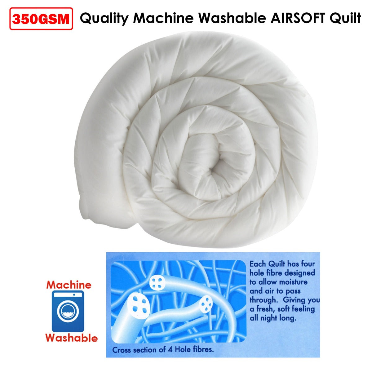 Minchinhampton Cotton Quilt, Queen, 350GSM