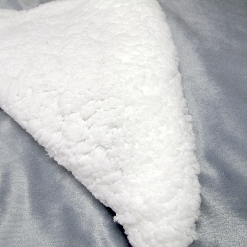 Foss Cross 3pcs Micro Mink Comforter Set with Sherpa Reverse, Queen, Sky