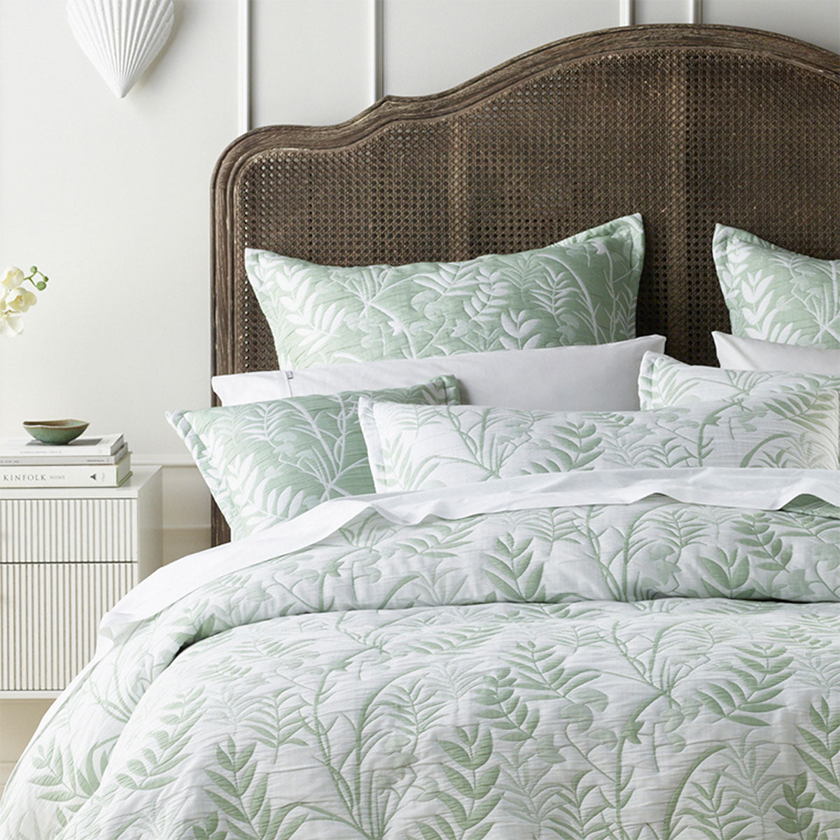 Owlpen Jacquard Bedspread Set, King, Sage