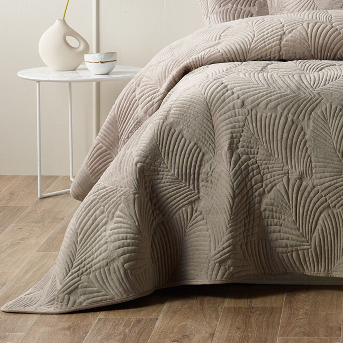 Nympsfield Velvet Coverlet Set, Queen King, Taupe