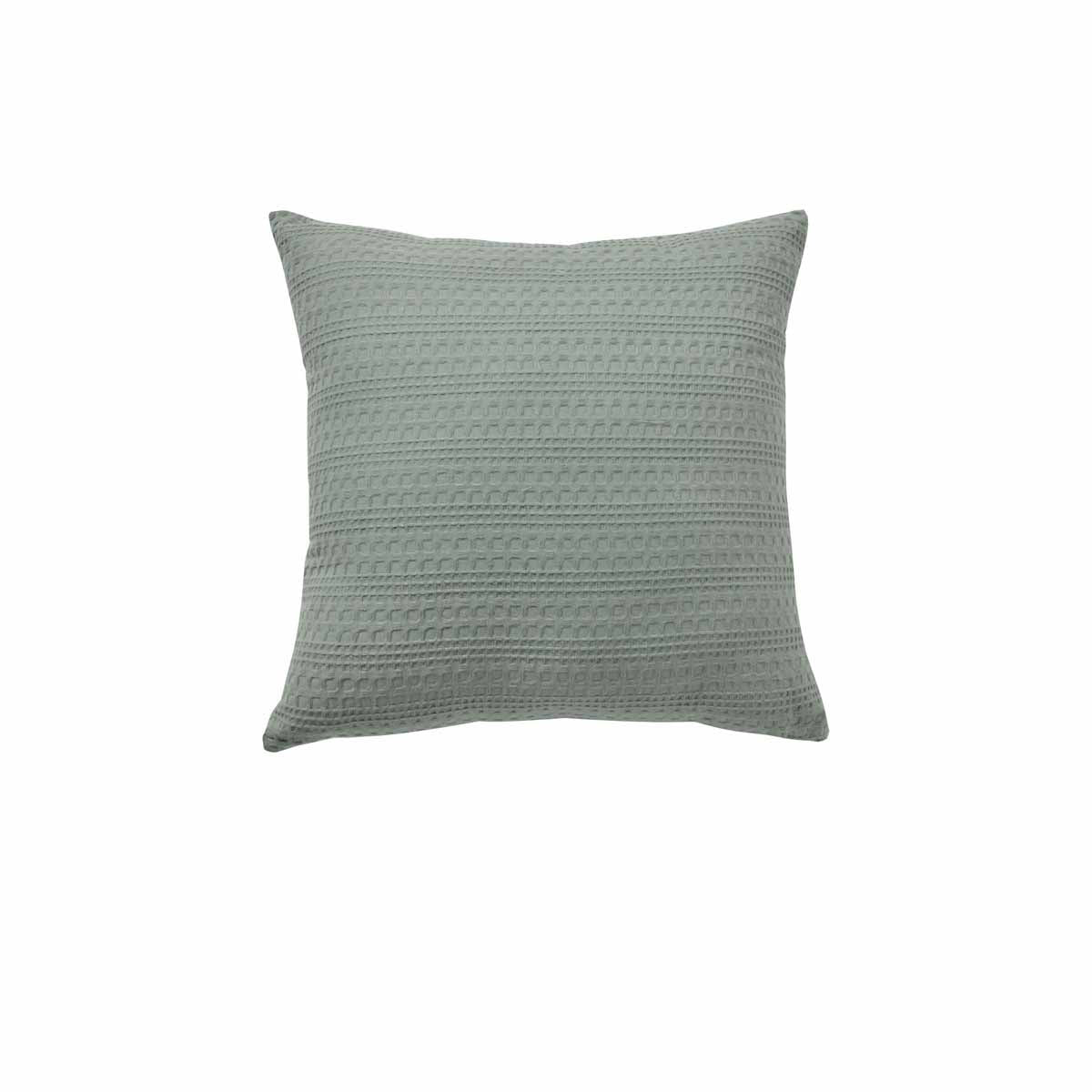 Bianca Kahlani Waffle Square Filled Cushion — Charcoal and Sage — Allure Home Collections