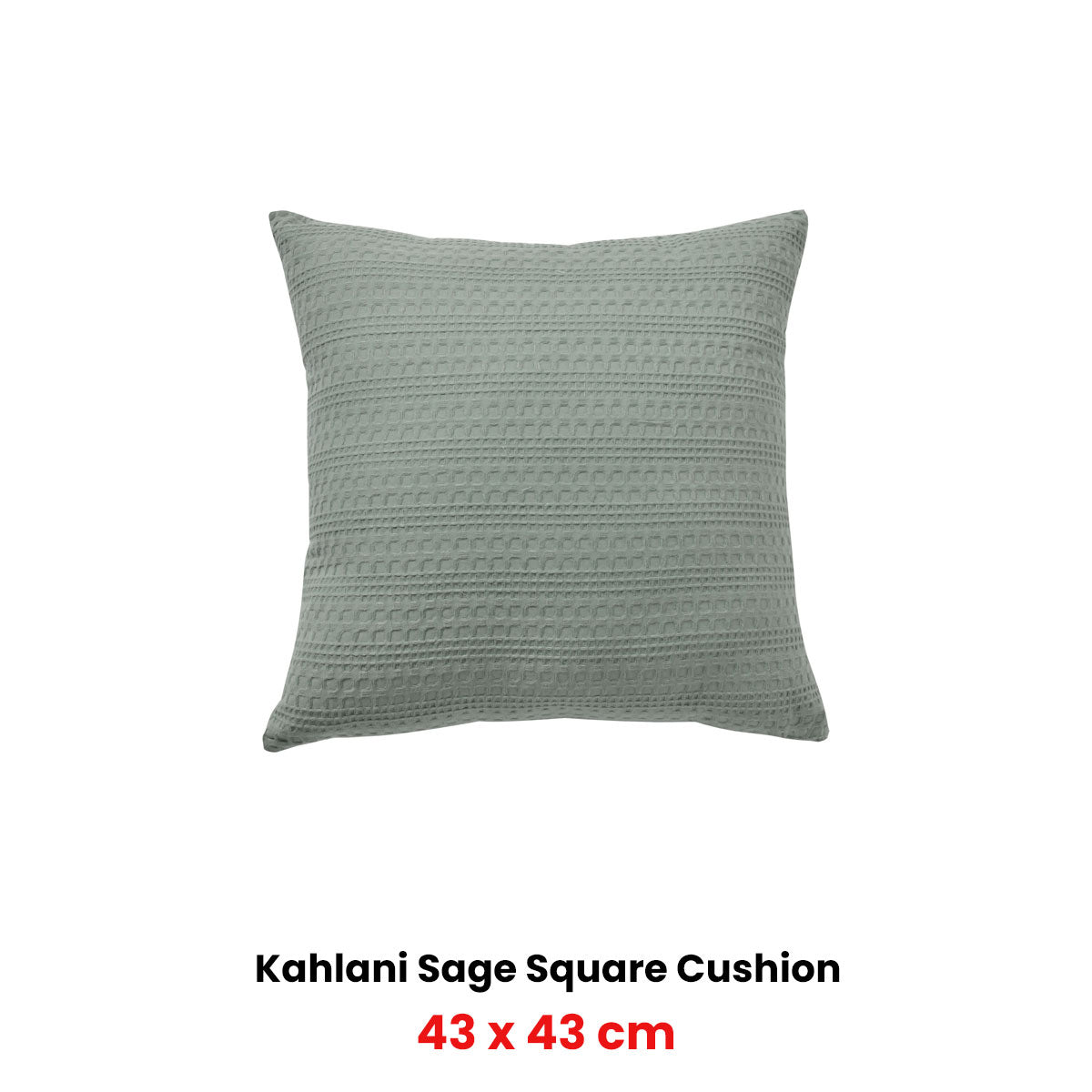 Bianca Kahlani Waffle Square Filled Cushion — Charcoal and Sage — Allure Home Collections