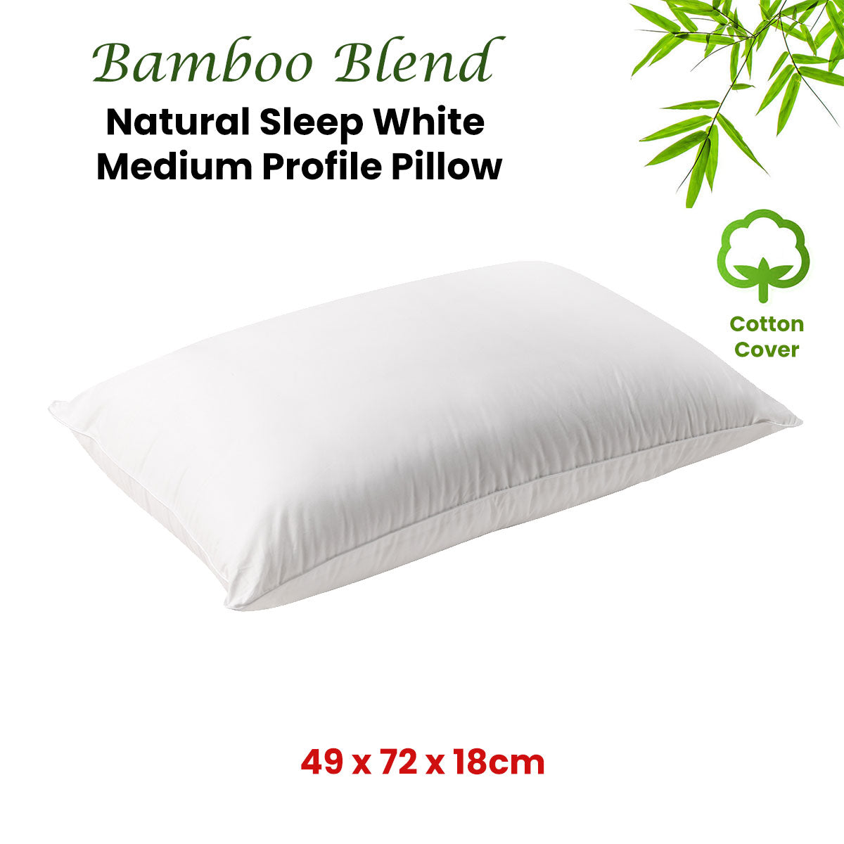 Bianca Natural Sleep Bamboo Blend Medium Profile Pillow — Cotton Japara Cover — Allure Home Collections