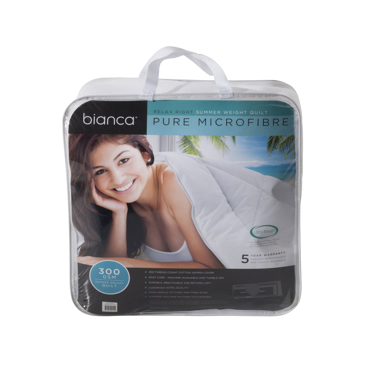 Longborough white microfibre summer quilt super king 300GSM
