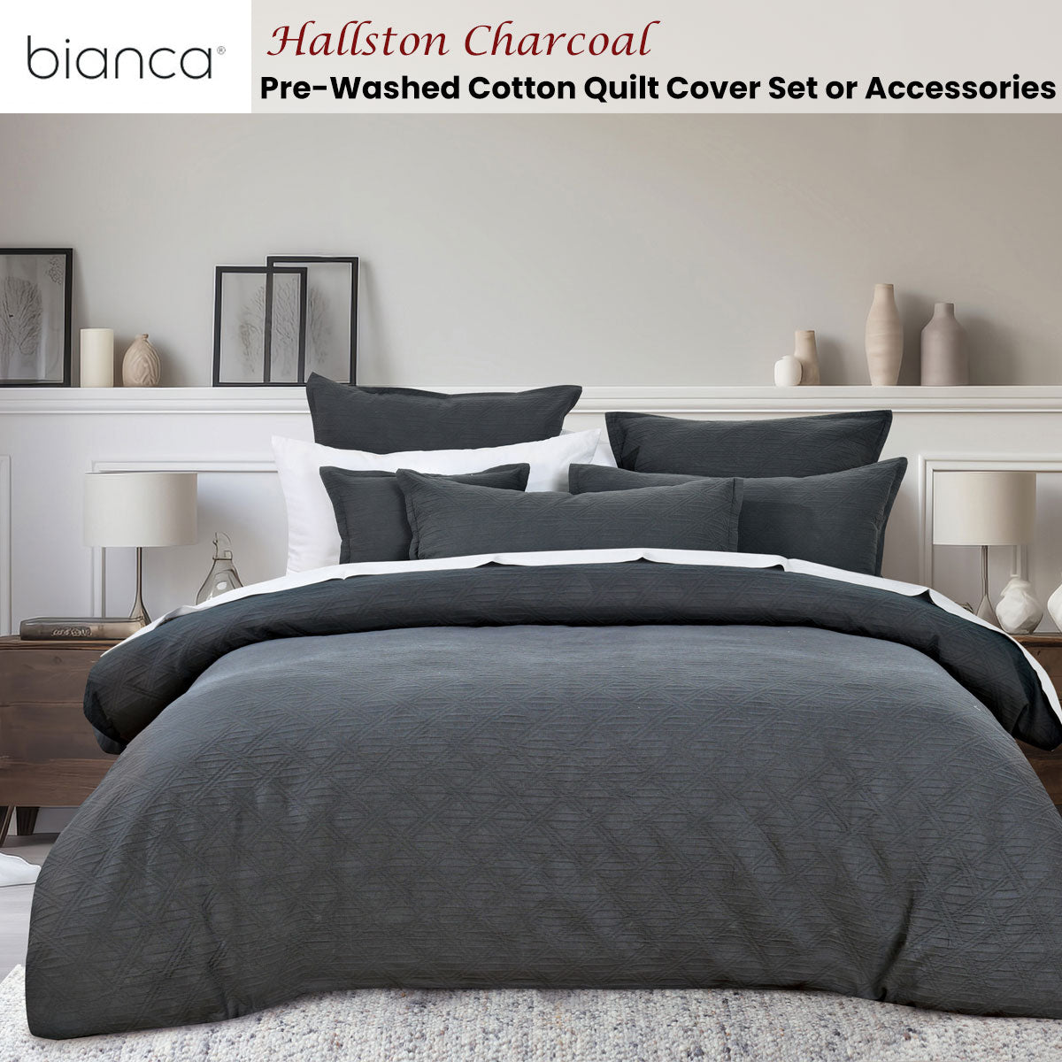 Bianca Hallston Pre-Washed Cotton Jacquard Quilt Cover Set — Allure Home Collections