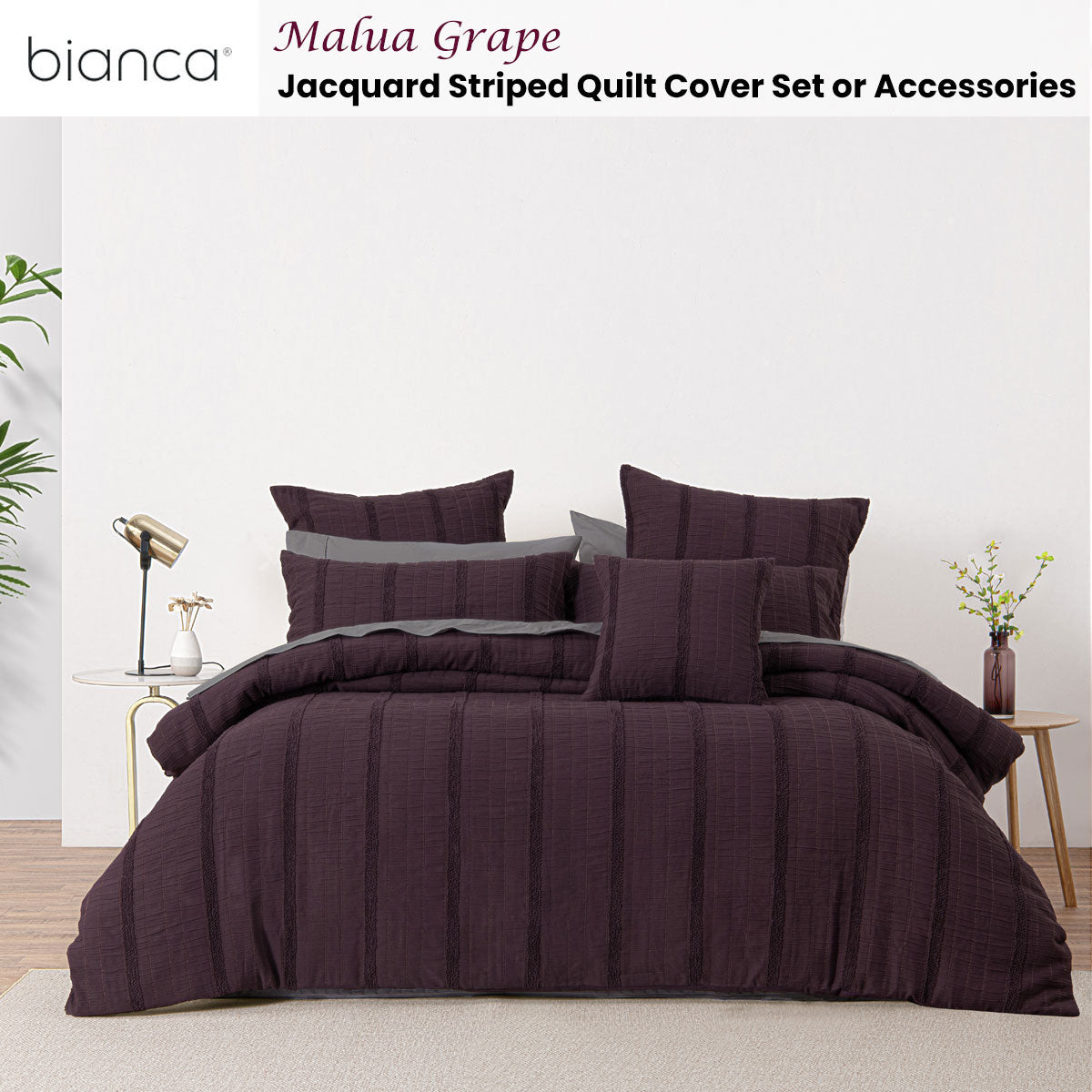 Bianca Malua Jacquard Striped Quilt Cover Set — Allure Home Collections