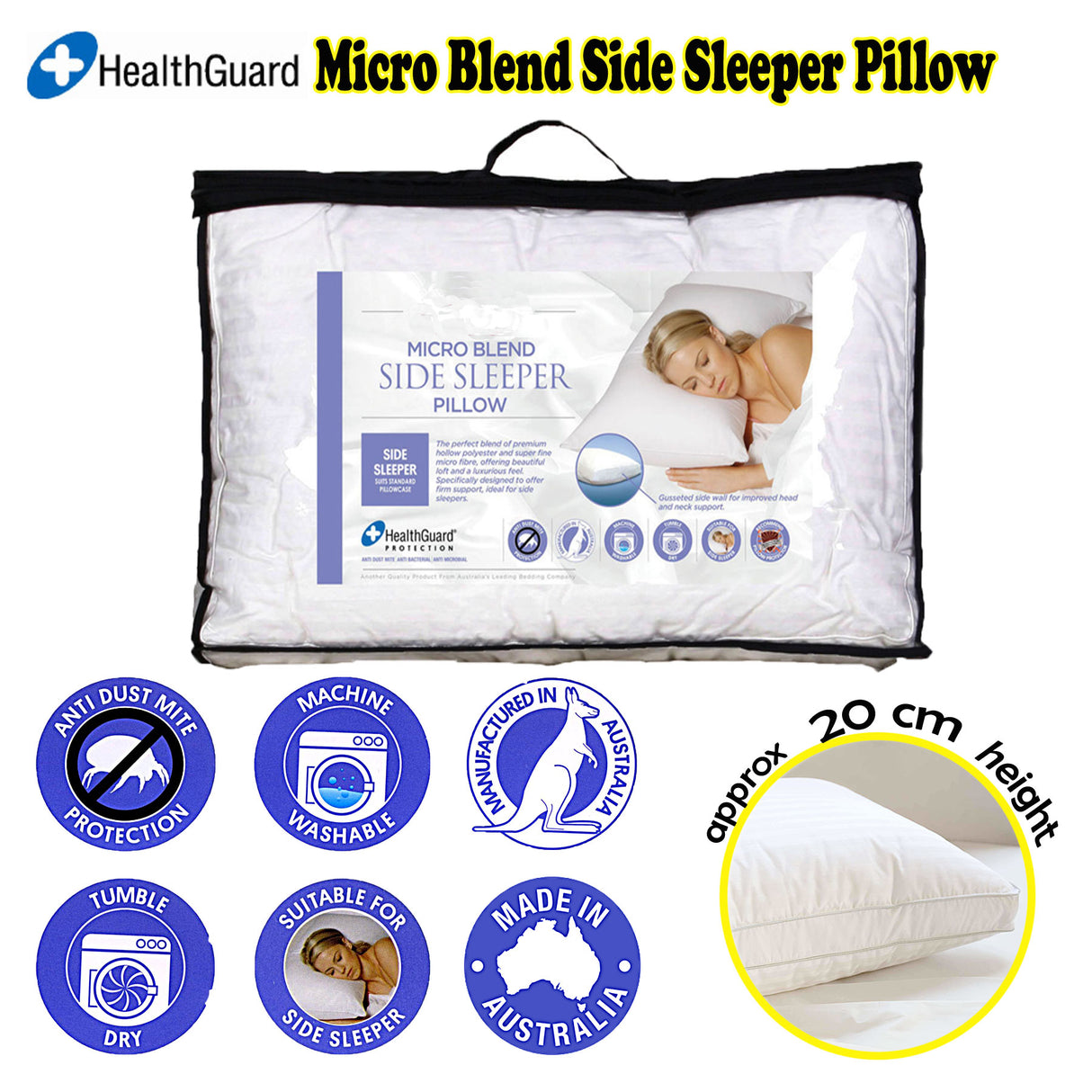 Easyrest Micro Blend Side Sleeper Pillow — Hollow Polyester and Microfibre — Allure Home Collections