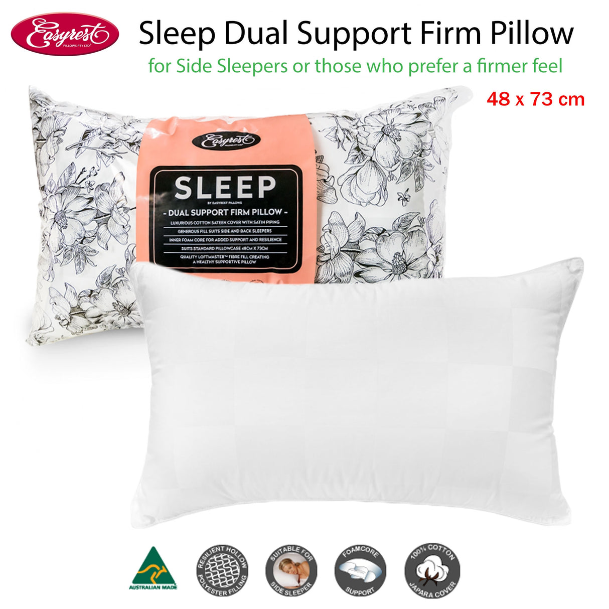 Easyrest SLEEP Dual Support Firm Standard Pillow — Side Sleepers, Luxury Range — Allure Home Collections