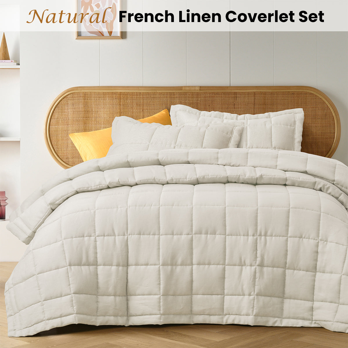 Burford French Linen Coverlet 3pcs, King