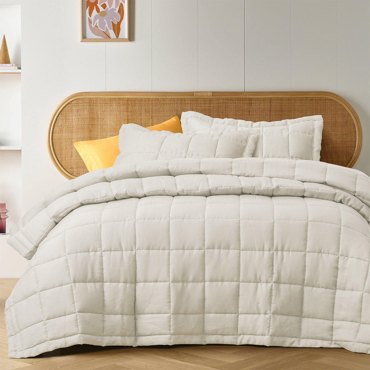 Burford natural French linen coverlet queen