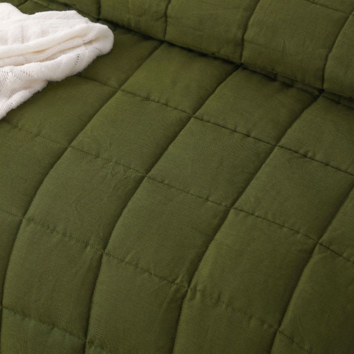 Fairford Olive French Linen Coverlet 3pcs, Queen