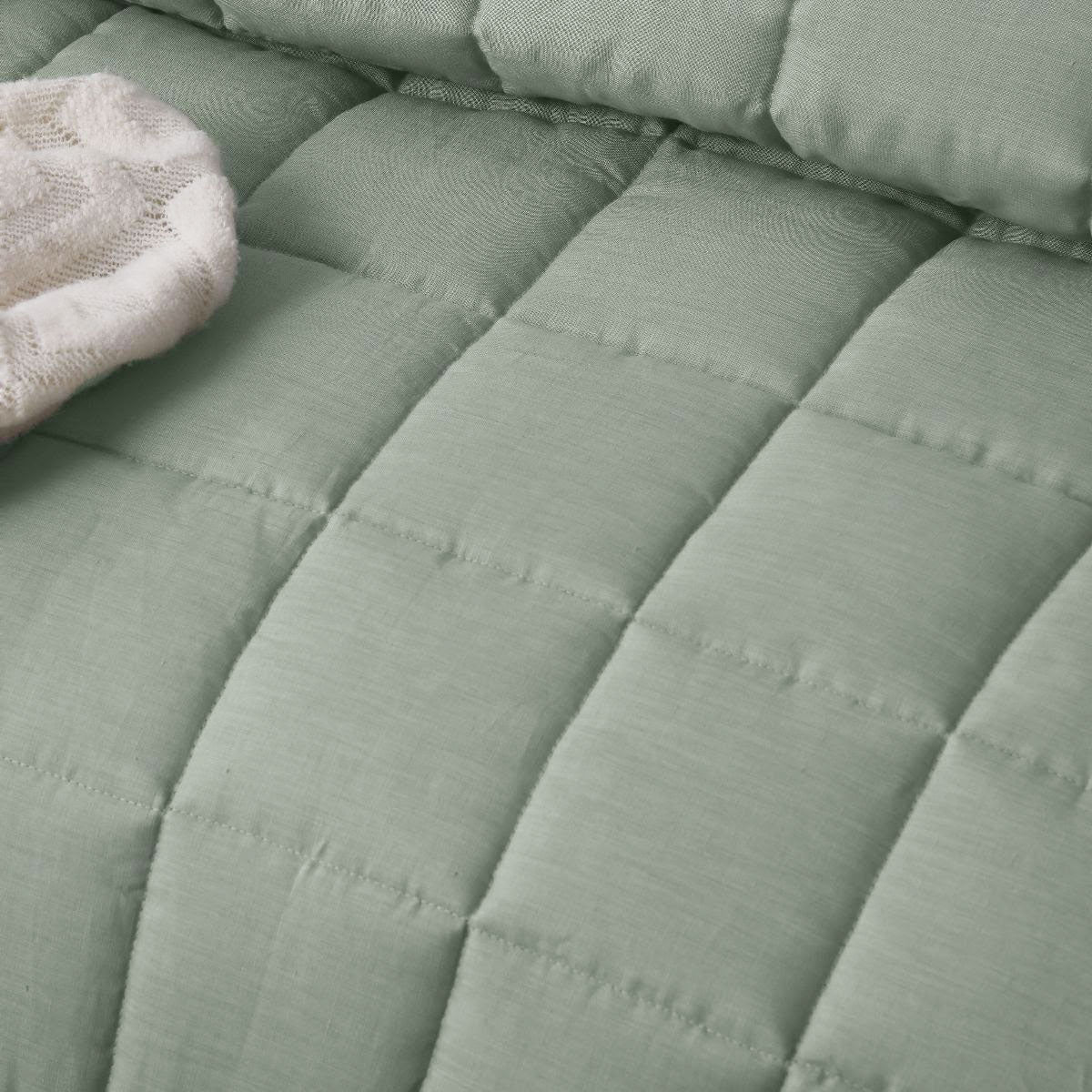 Cricklade Sage French Linen Coverlet 3pcs, Queen