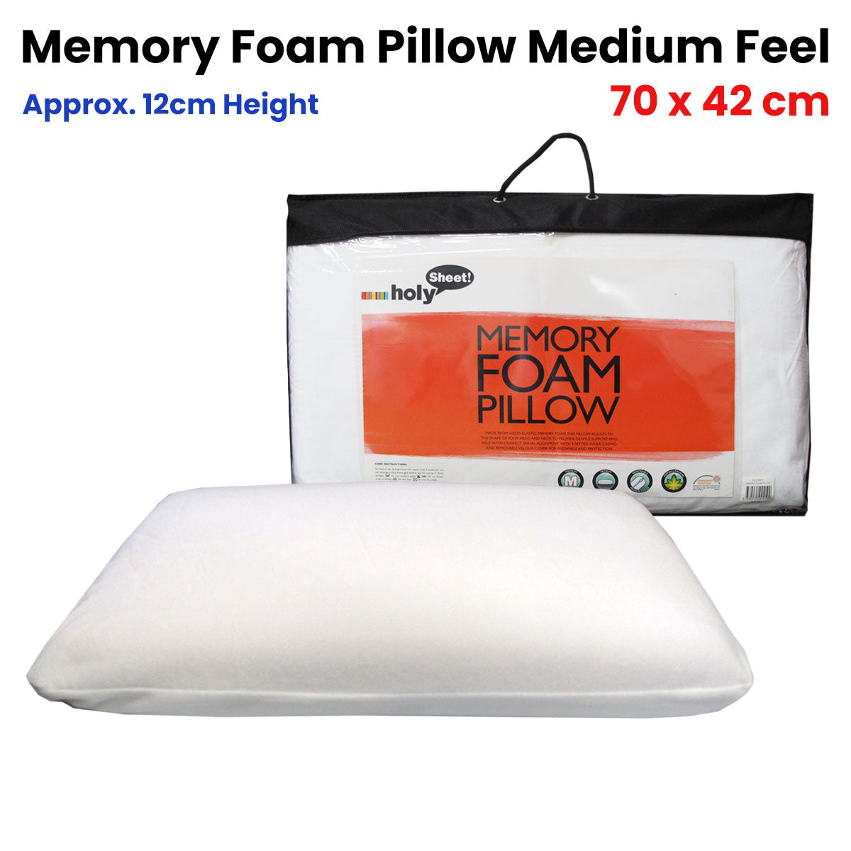 Medium Feel Memory Foam Pillow — Visco-Elastic Foam, Head and Neck Contouring — Allure Home Collections