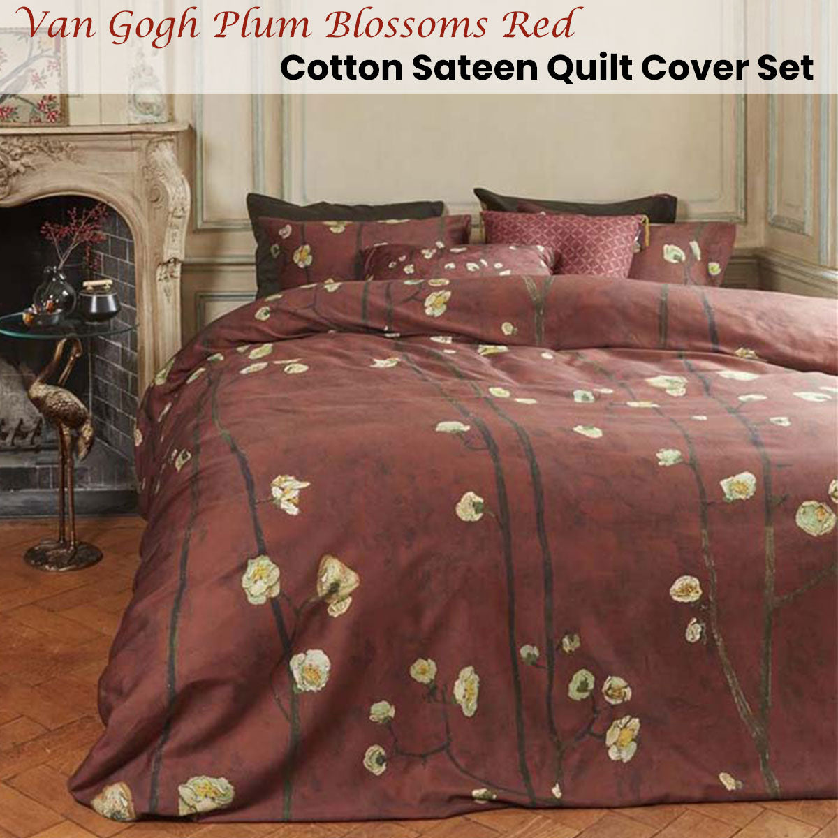 Bedding House Van Gogh Plum Blossoms Cotton Sateen Quilt Cover Set — Allure Home Collections