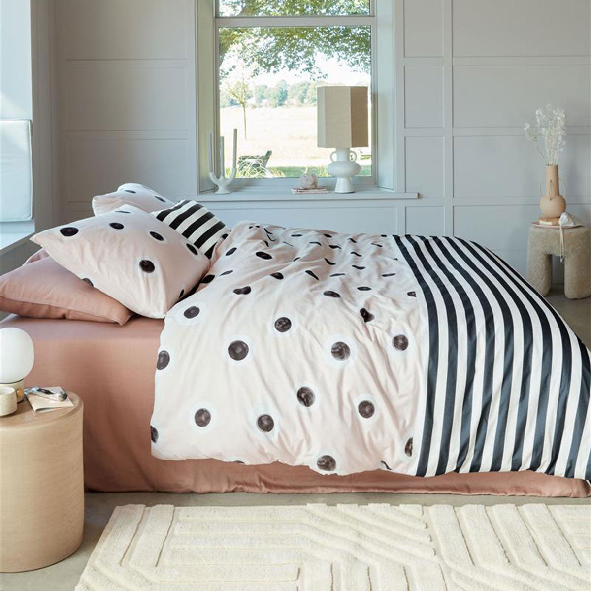 VTWonen Stripe and Eye Natural Cotton Quilt Cover Set — Reversible — Allure Home Collections