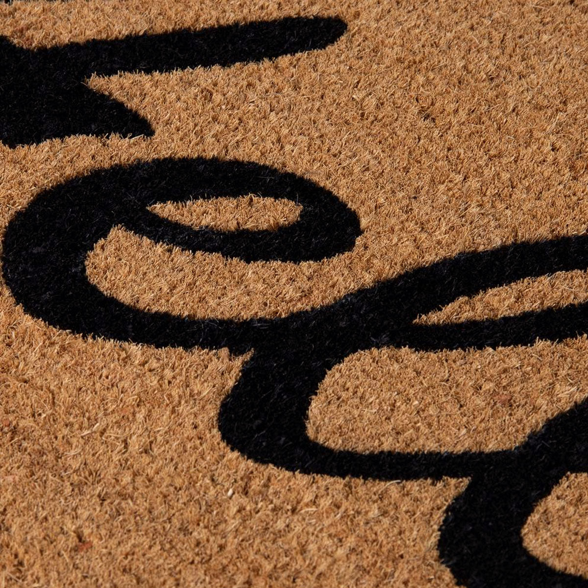 Hello coir door mat in black and wheat - view 3
