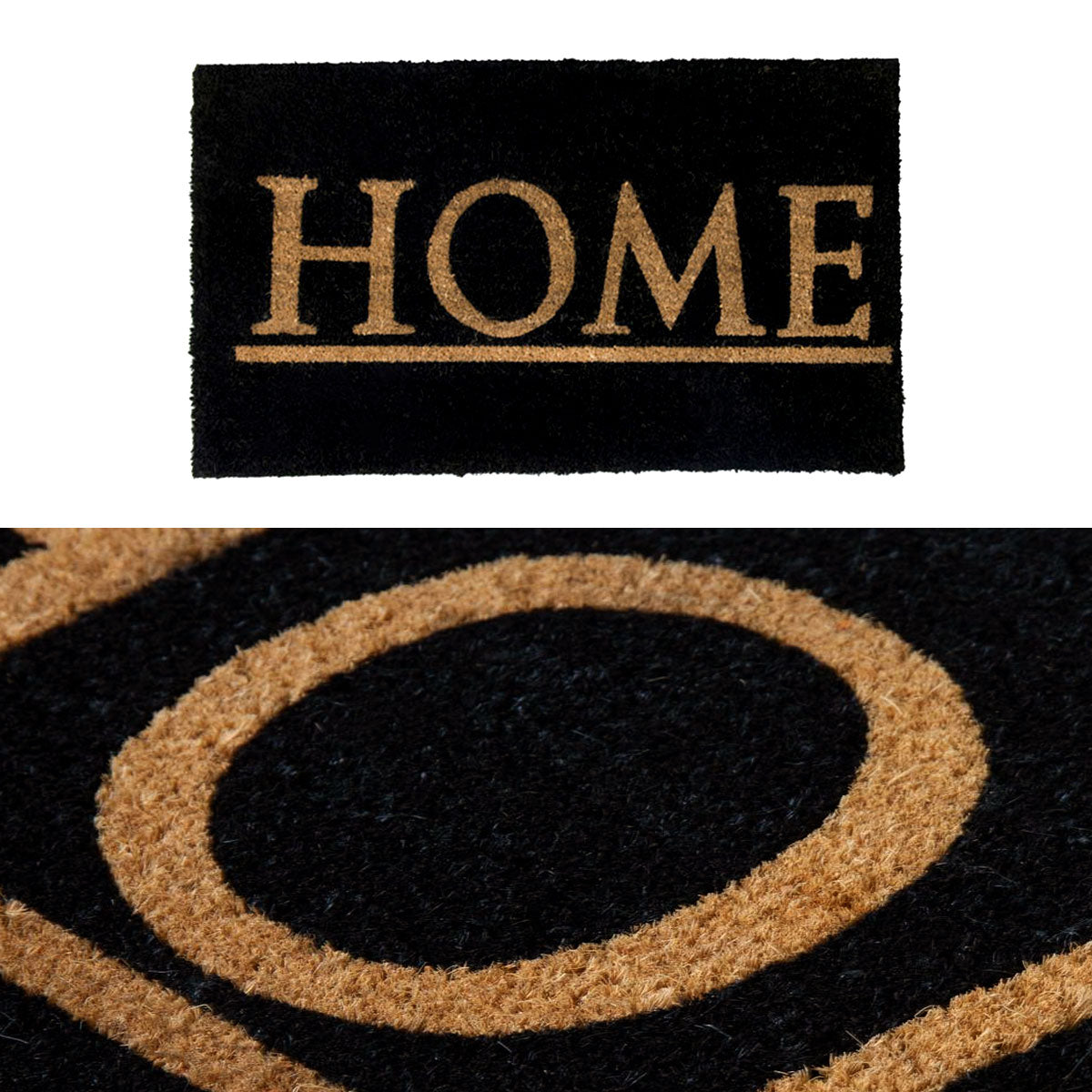 Home coir door mat in black and wheat
