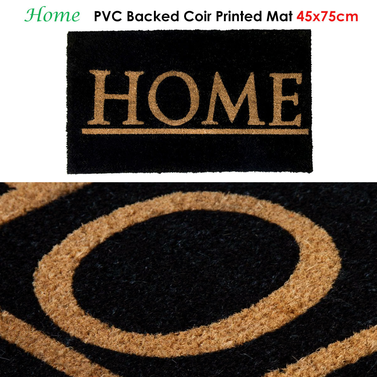 Home coir door mat in black and wheat - view 2
