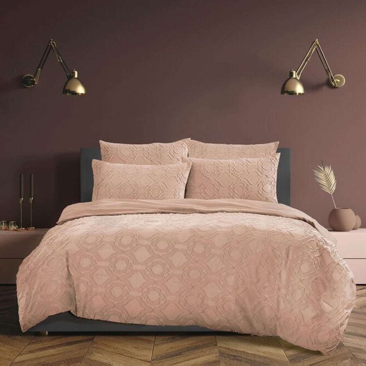 Ampney Crucis peach tufted floral comforter set Queen