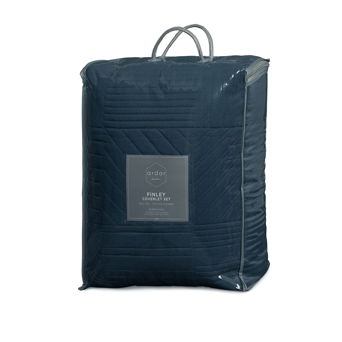 Oddington Quilted Coverlet Set 3pcs, Navy Queen King