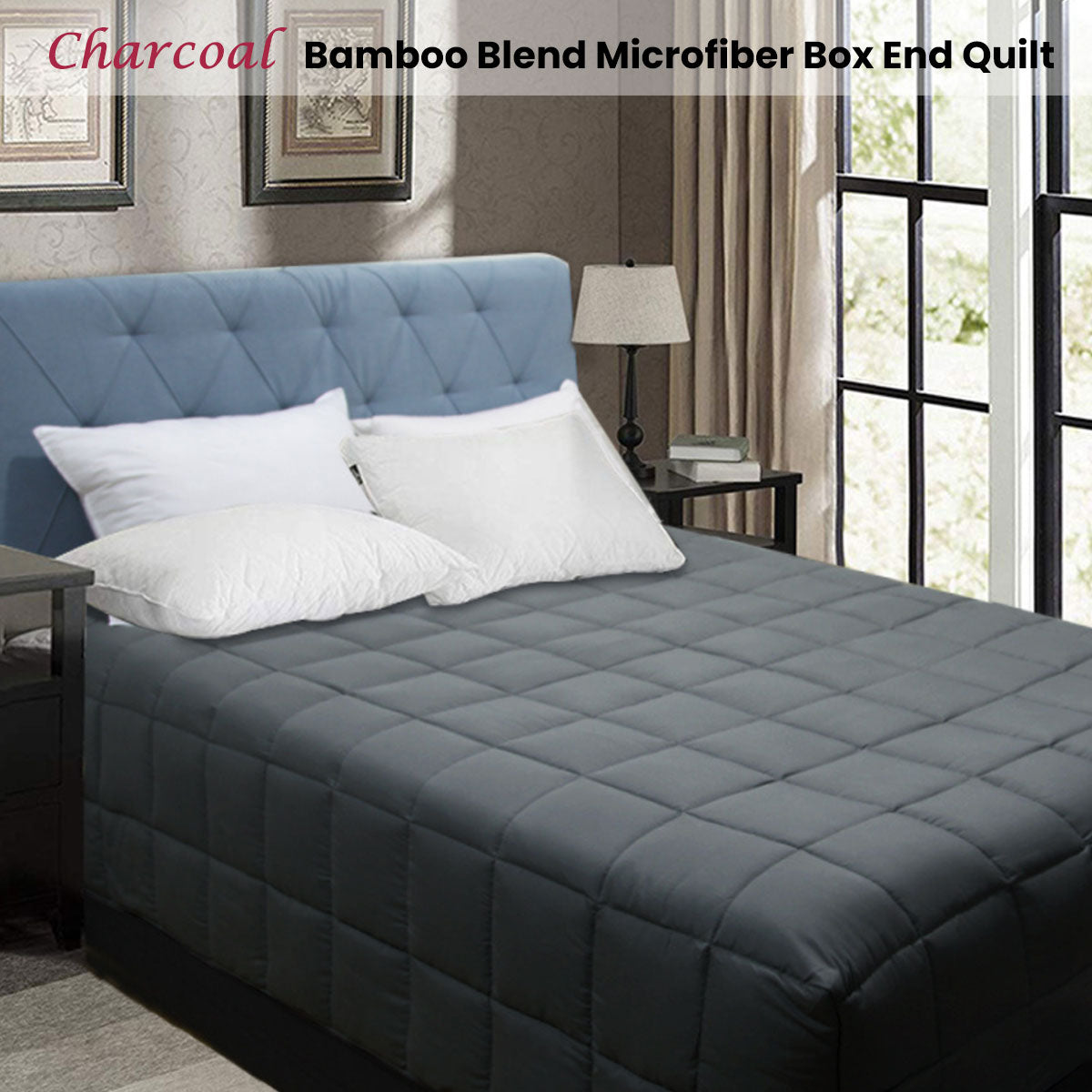 Sapperton Quilt, Double, Charcoal