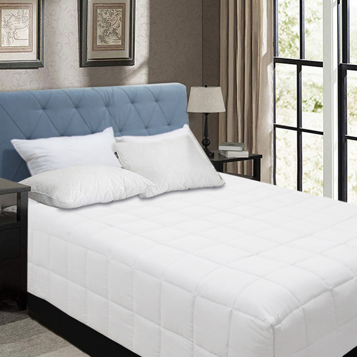 White box end quilt with lofty cassette stitching on a Double bed