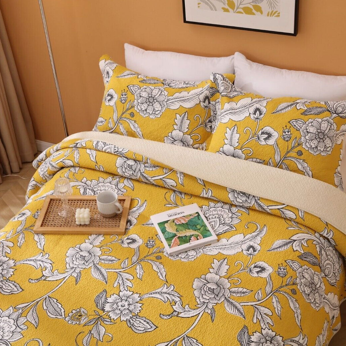 Woolstone Vibrante Cotton Coverlet Set, Yellow Queen