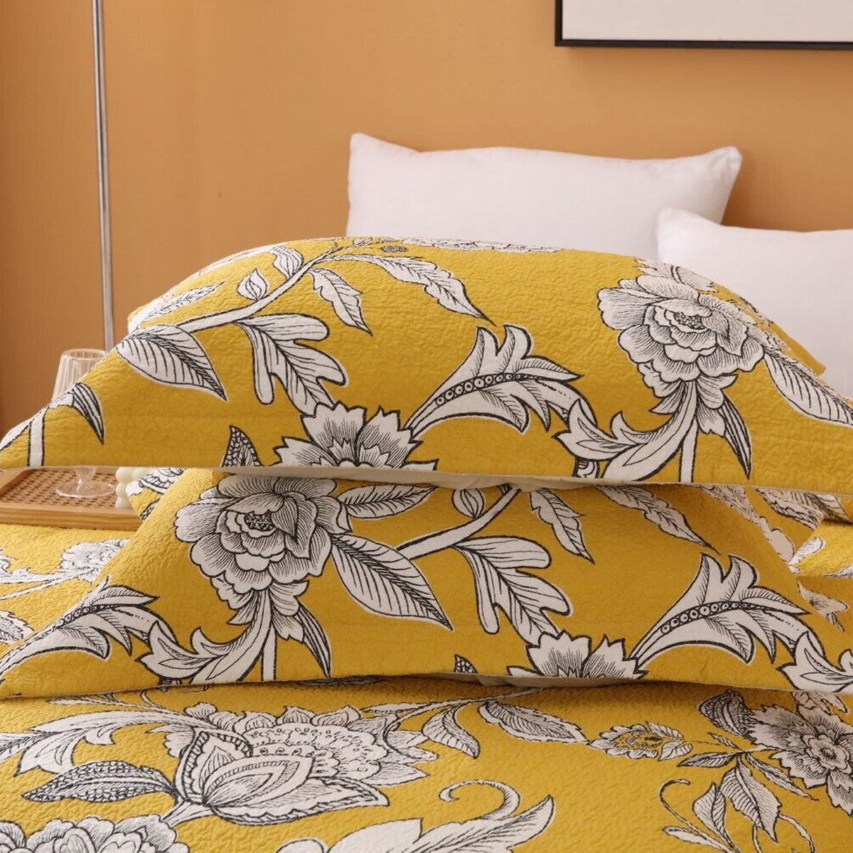 Woolstone Vibrante Cotton Coverlet Set, Yellow Queen