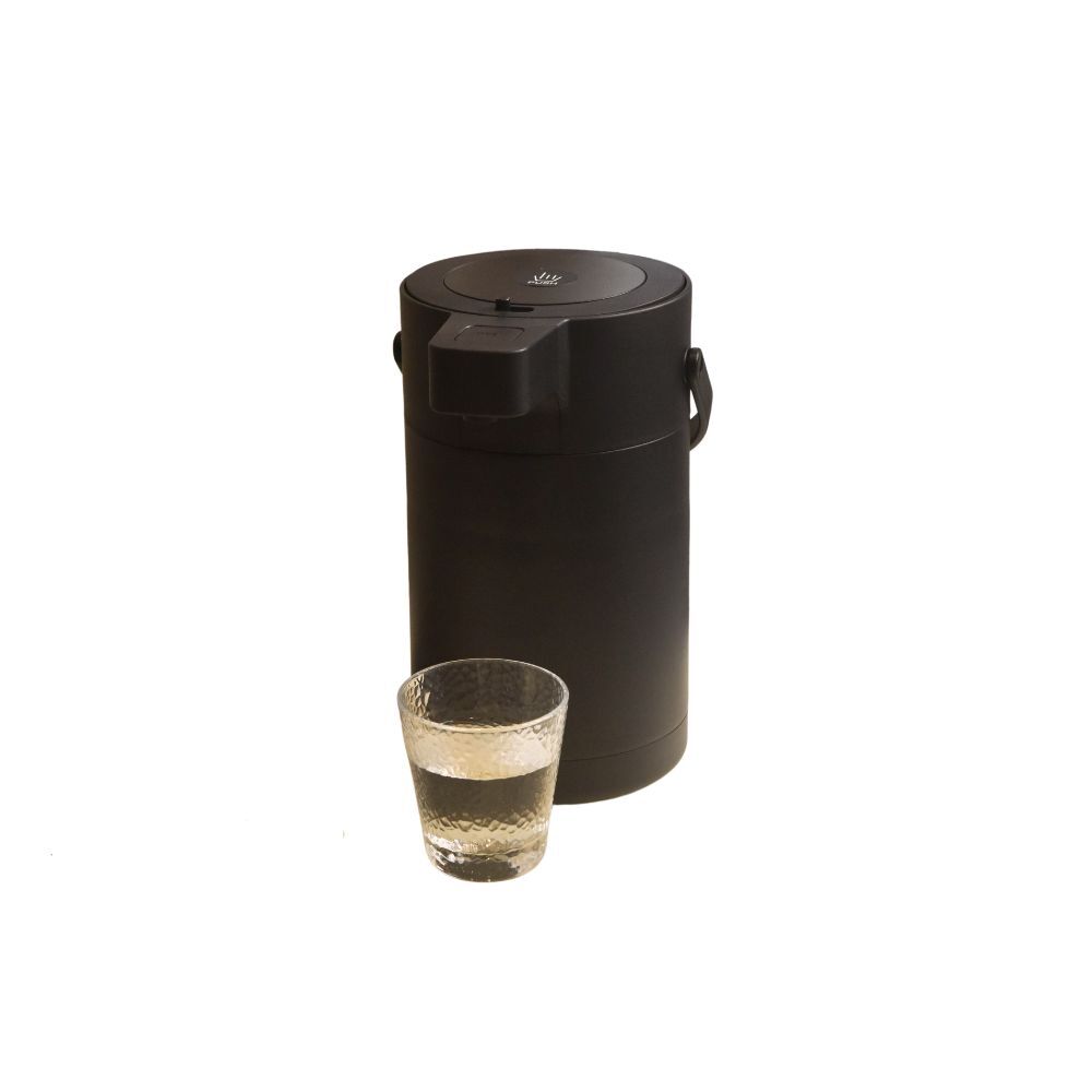 Black 304 stainless steel air press pot beverage dispenser, 2.5 L, with push button pump lid