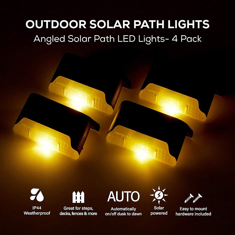Solar Deck and Step Lights Outdoor Waterproof 4 Pack Warm White LED — Allure Home Collections