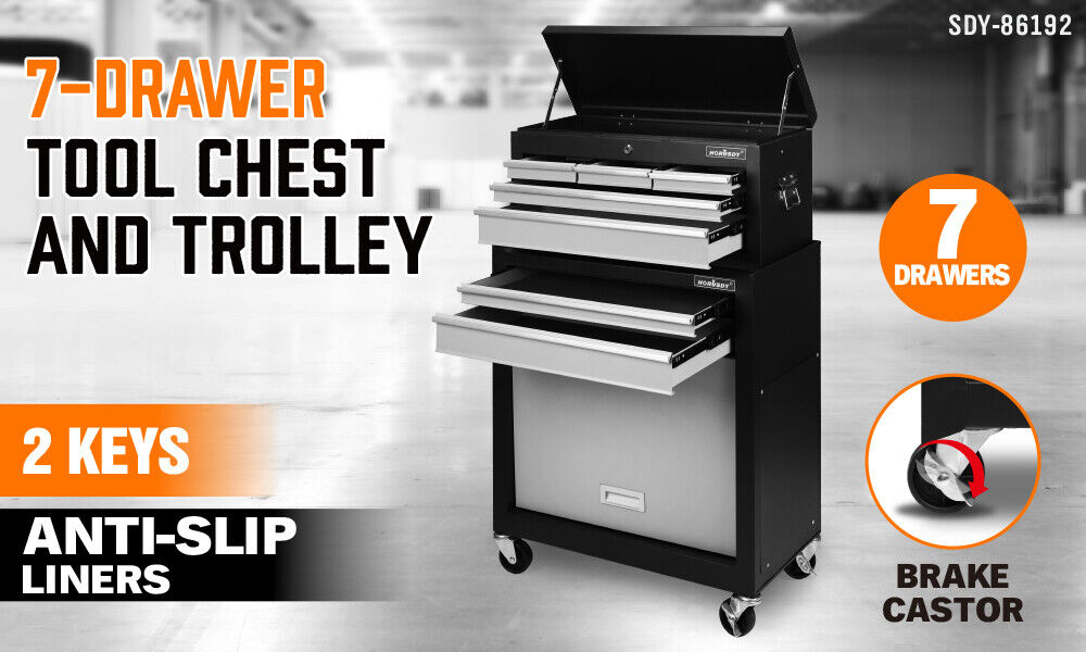 7 Drawer Tool Trolley Cabinet with Castors