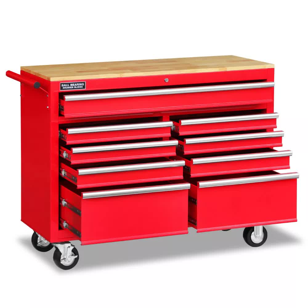 Tool Chest Cabinet Trolley, 9 Drawers Red