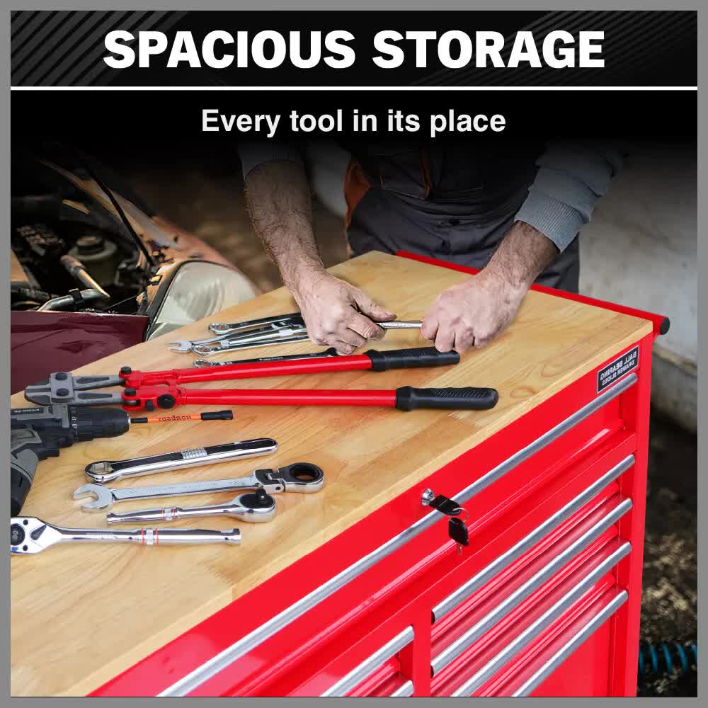 Tool Chest Cabinet Trolley, 9 Drawers Red