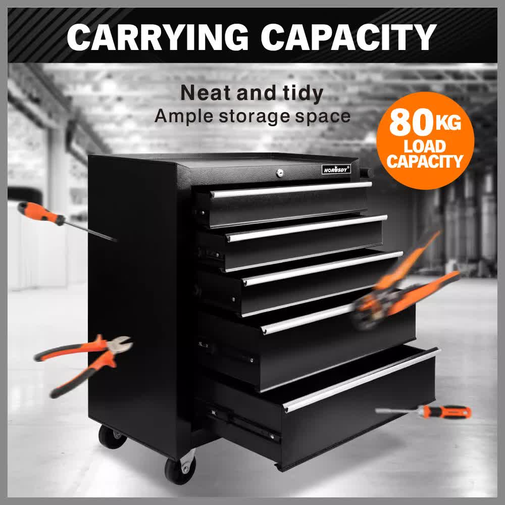 Tool Chest Trolley, 15 Drawers Black