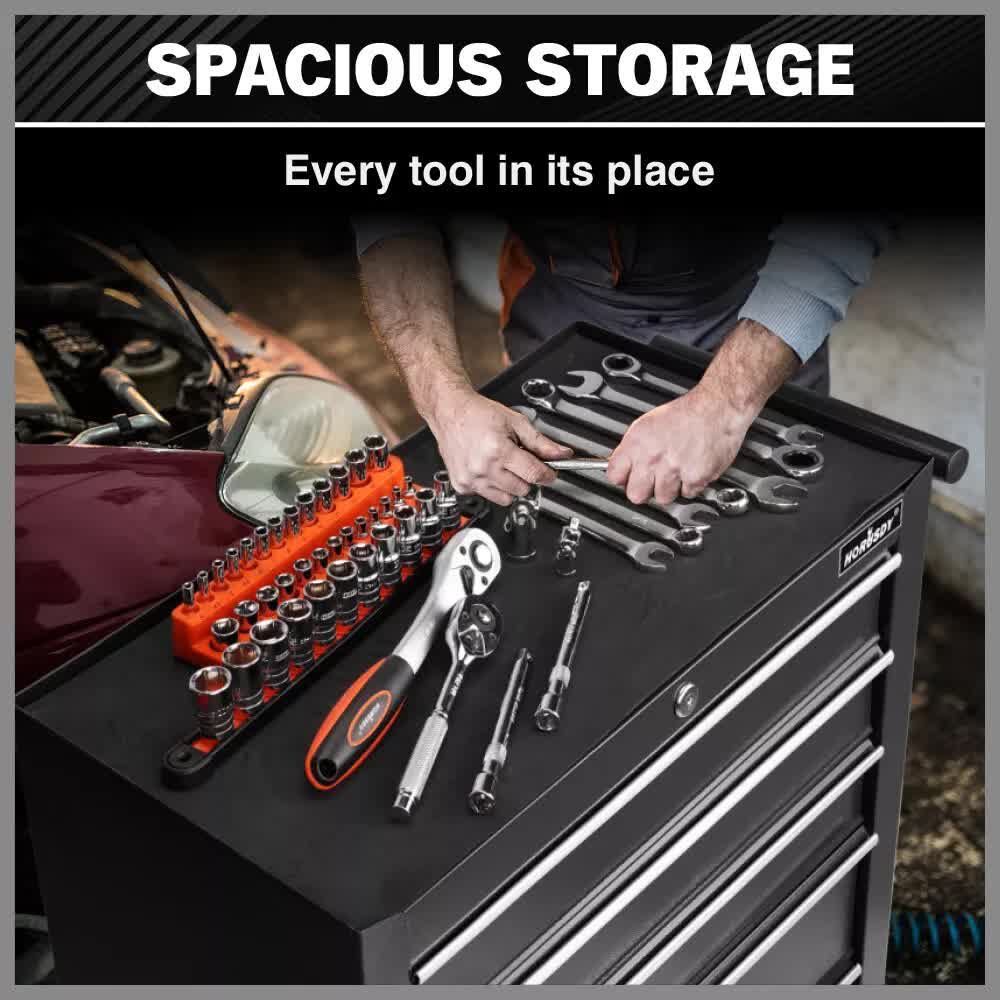 Tool Chest Trolley, 15 Drawers Black
