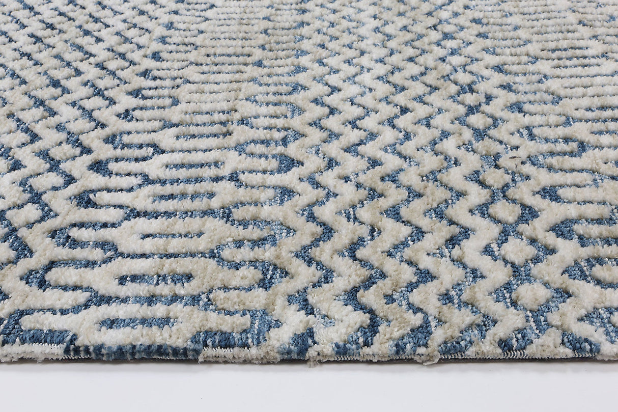 Navy tribal polyester floor rug 240x330cm