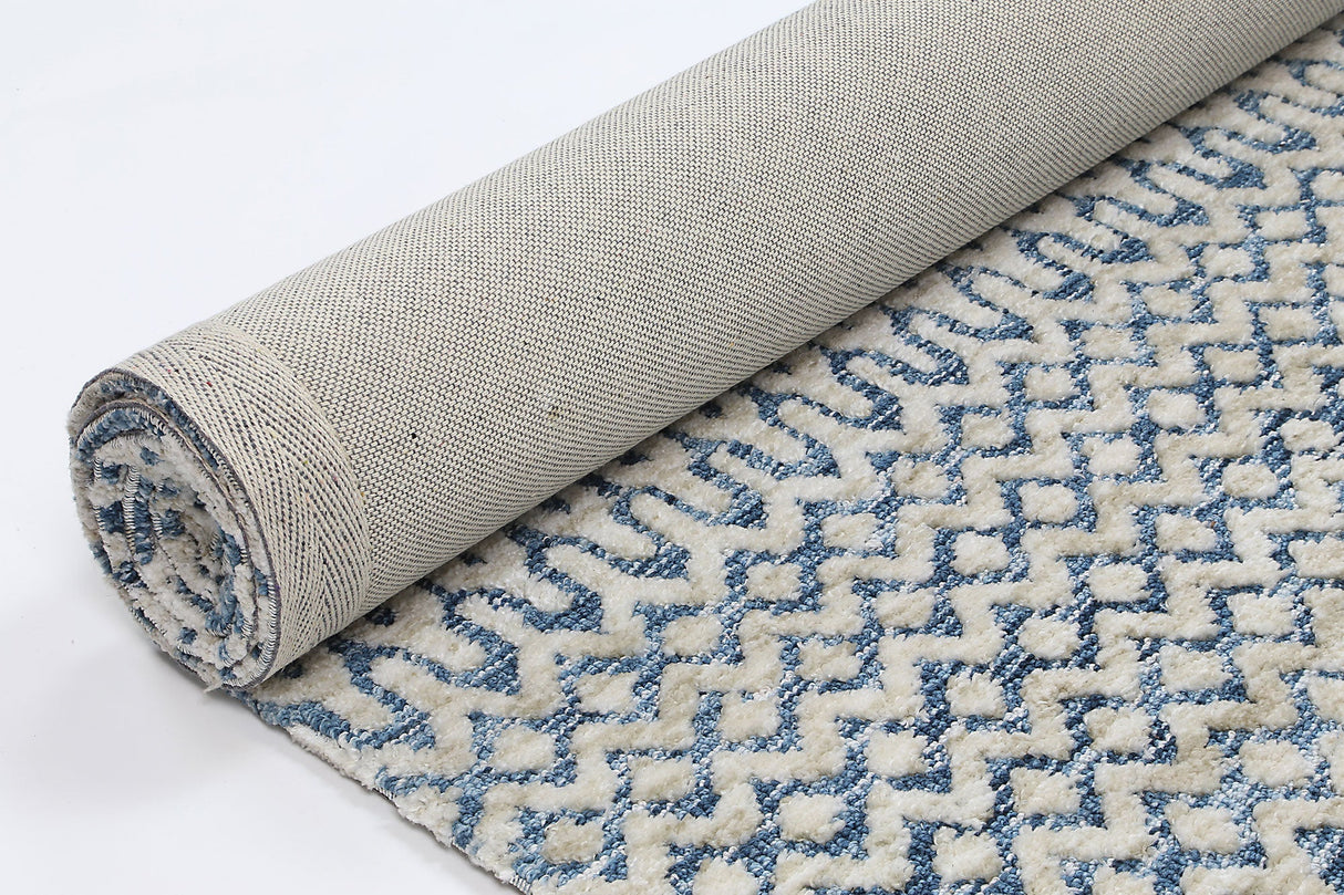 Navy tribal polyester floor rug 240x330cm