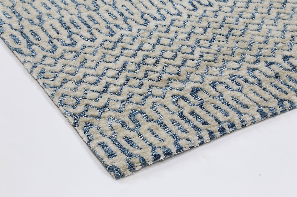 Navy tribal polyester floor rug 240x330cm