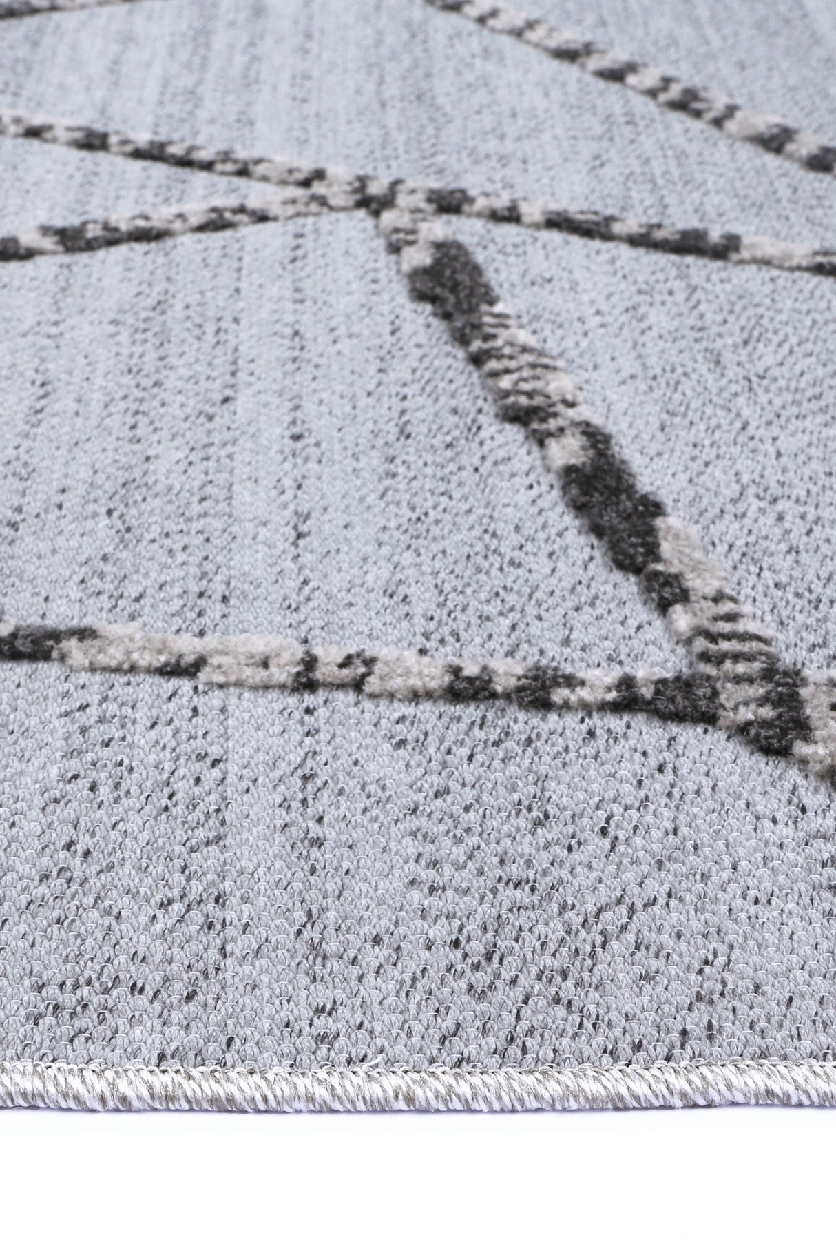 Grey geometric polypropylene floor rug 240x330cm