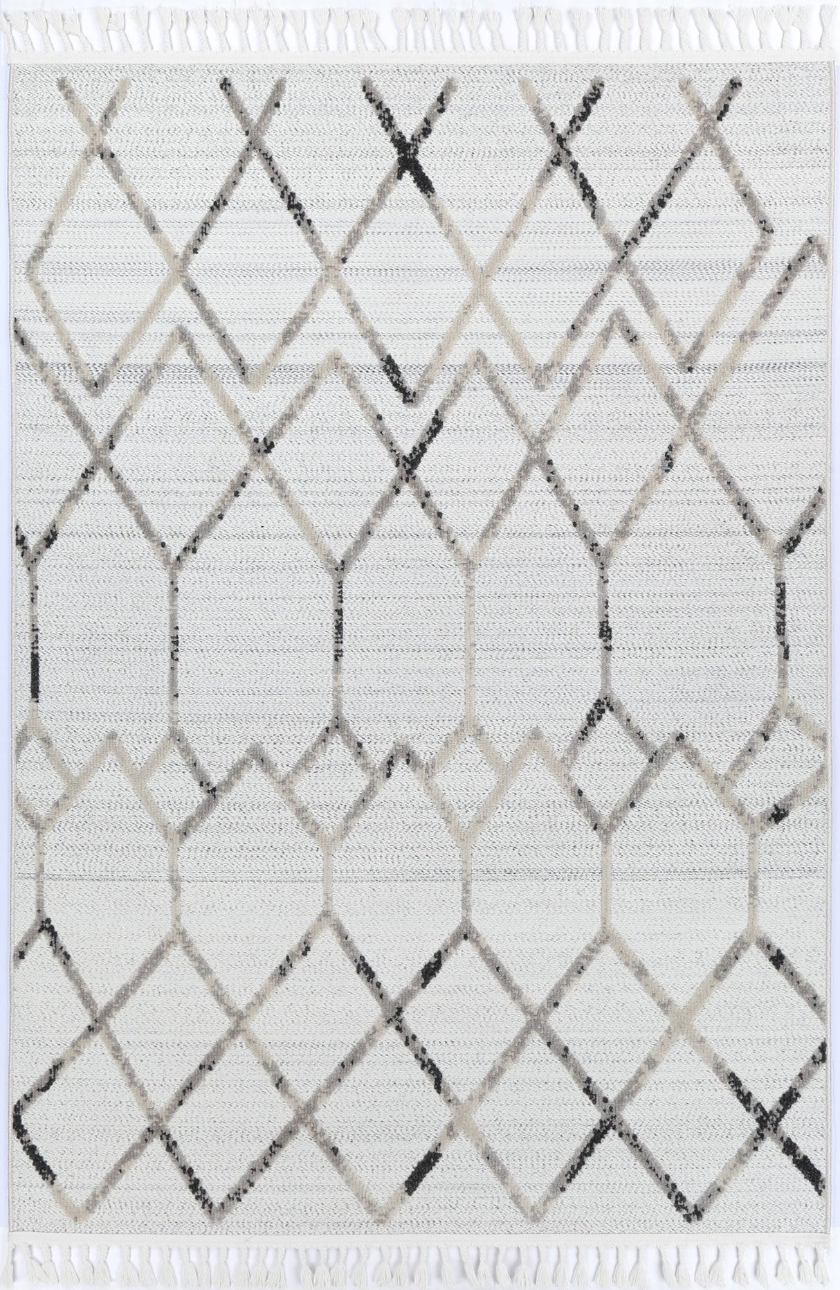 Modern Geometric Floor Rug, Cream Grey 300x400cm