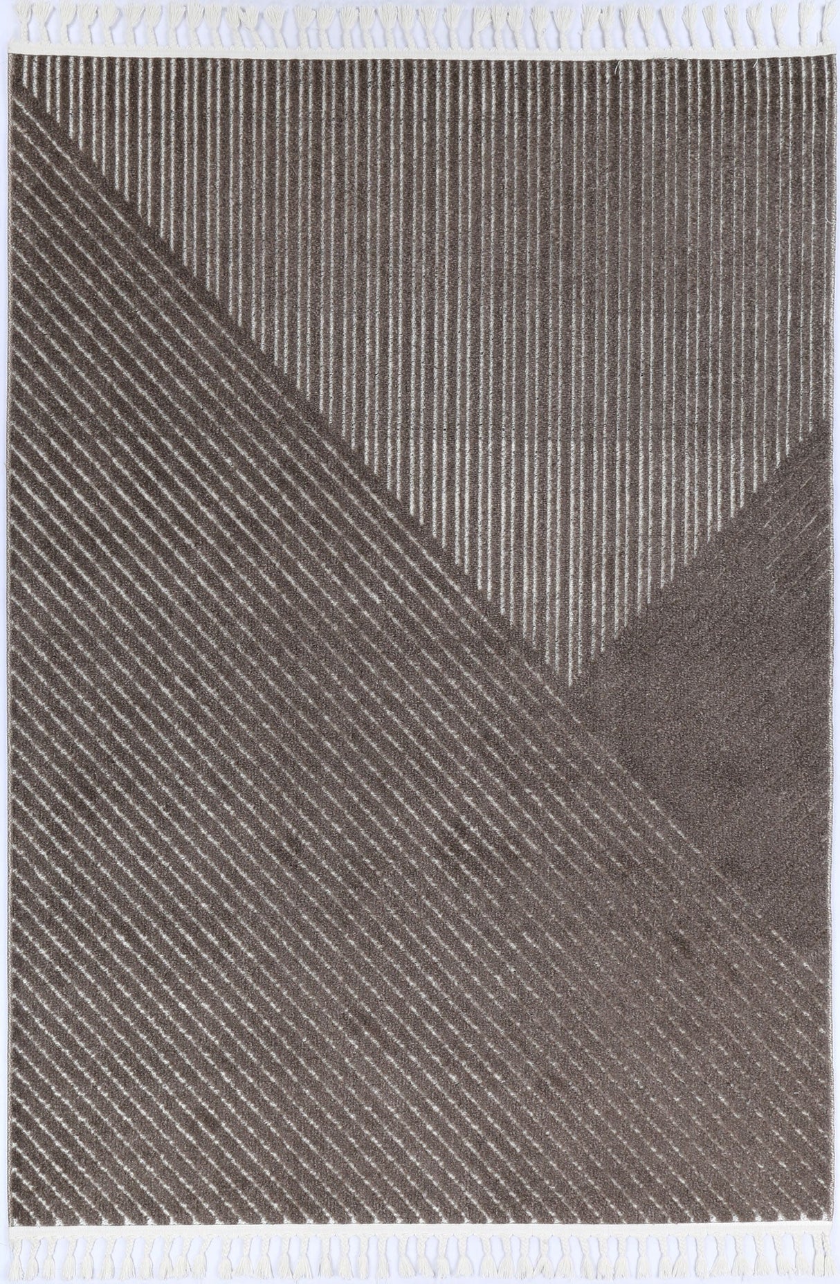 Cream beige geometric polypropylene runner rug 80 x 300cm view 1