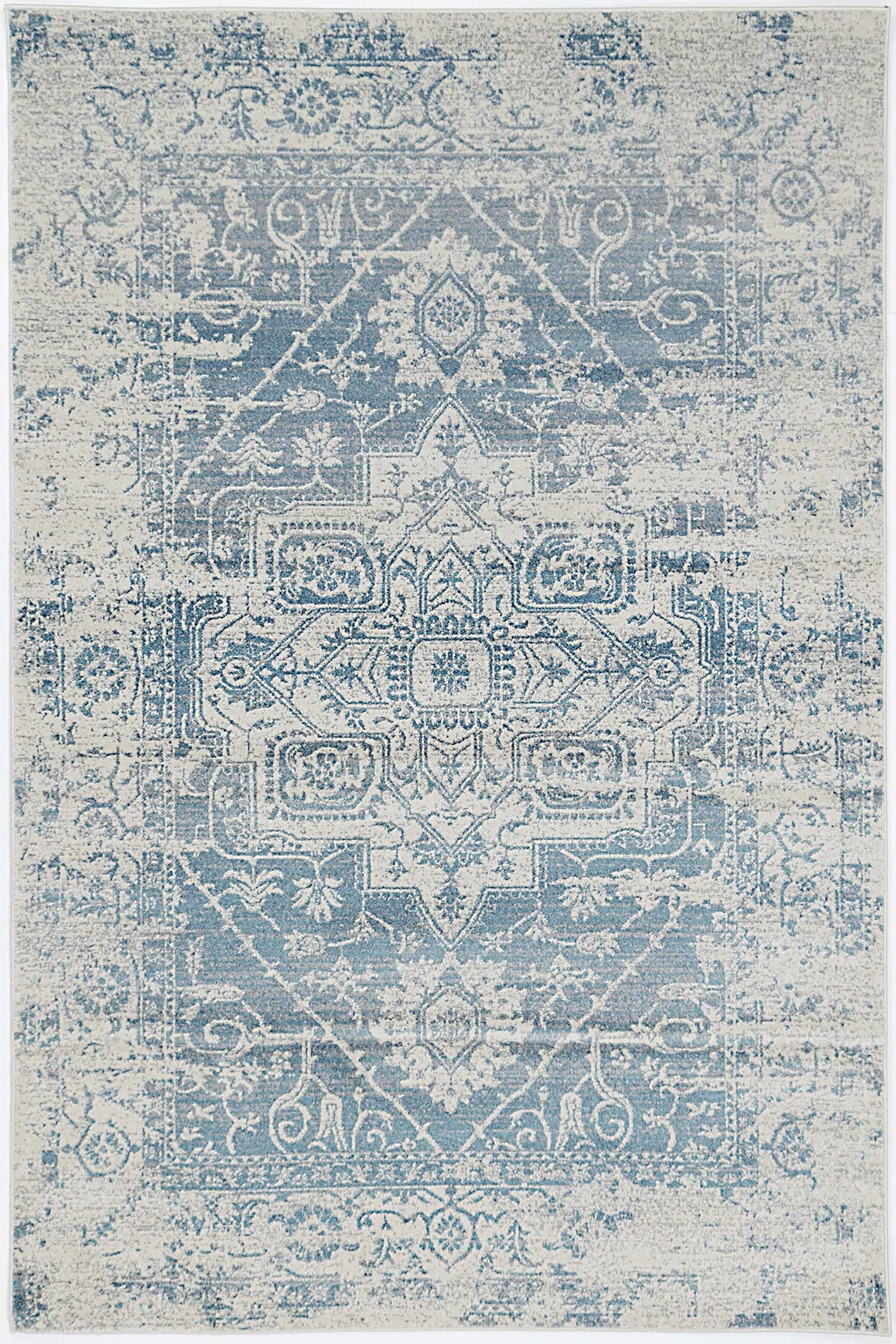 Distressed Transitional Polypropylene Floor Rug Ivory Blue 300 x 400cm, view 2