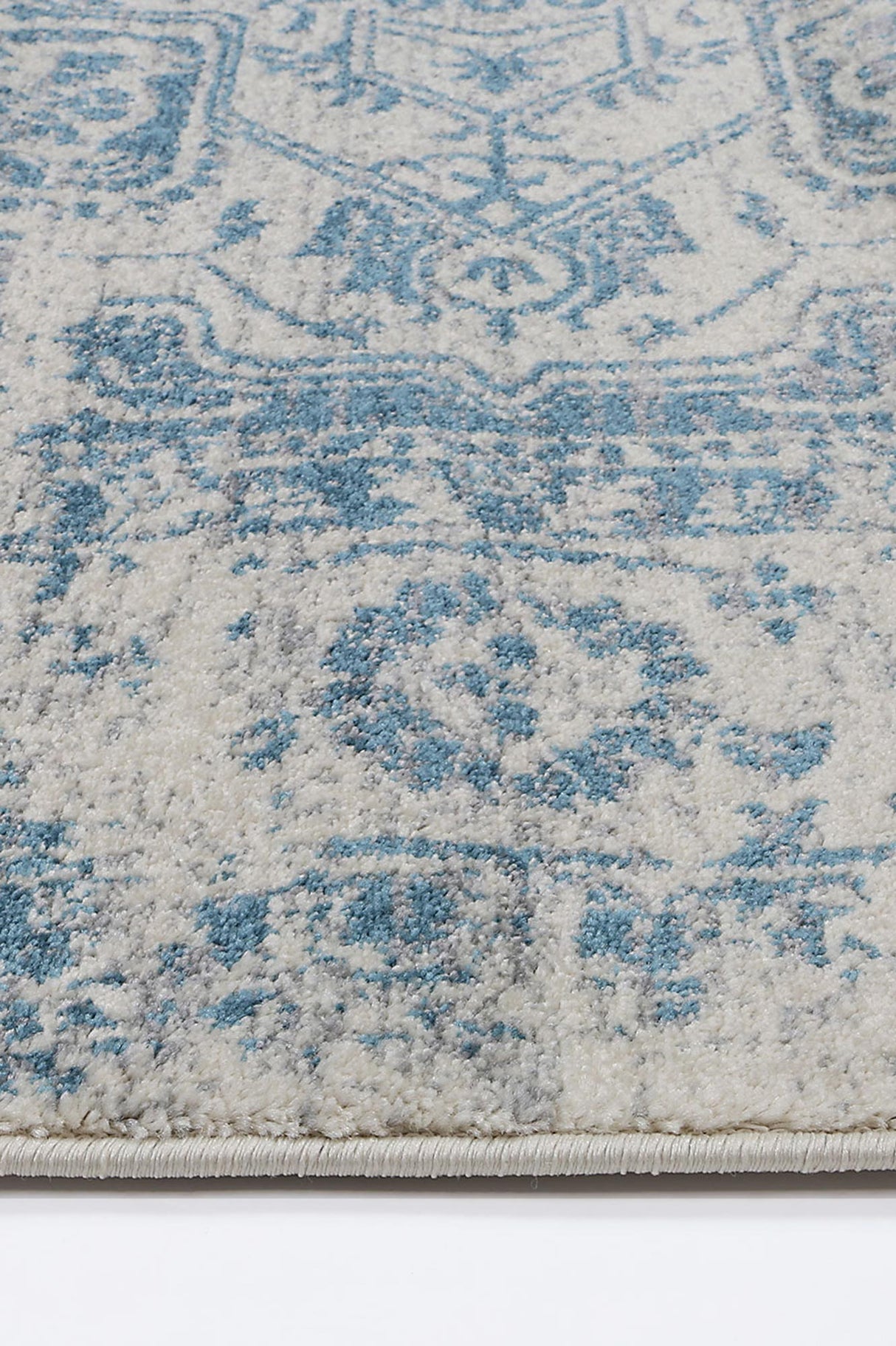Distressed Transitional Polypropylene Floor Rug Ivory Blue 300 x 400cm, view 4