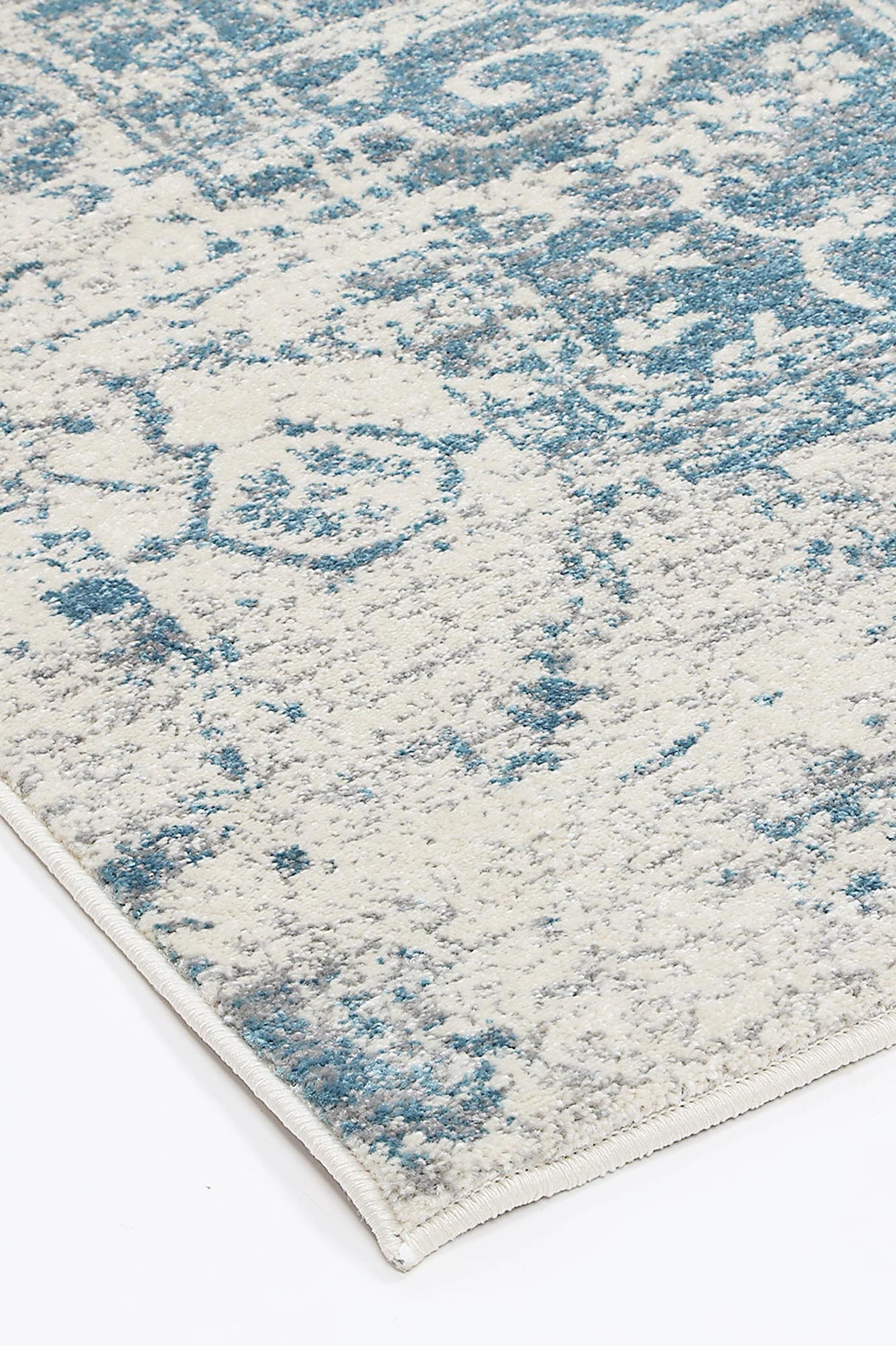 Distressed Transitional Polypropylene Floor Rug Ivory Blue 300 x 400cm, view 5