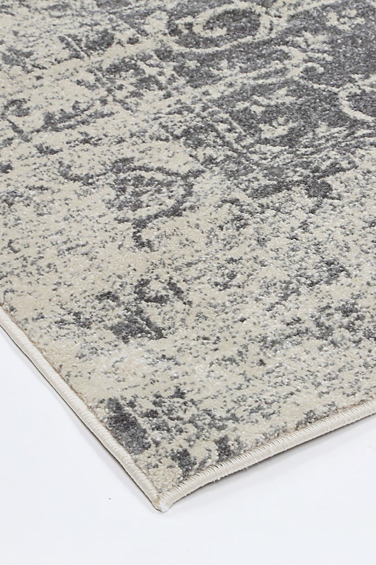 Distressed Transitional Polypropylene Floor Rug Ivory Grey 300 x 400cm