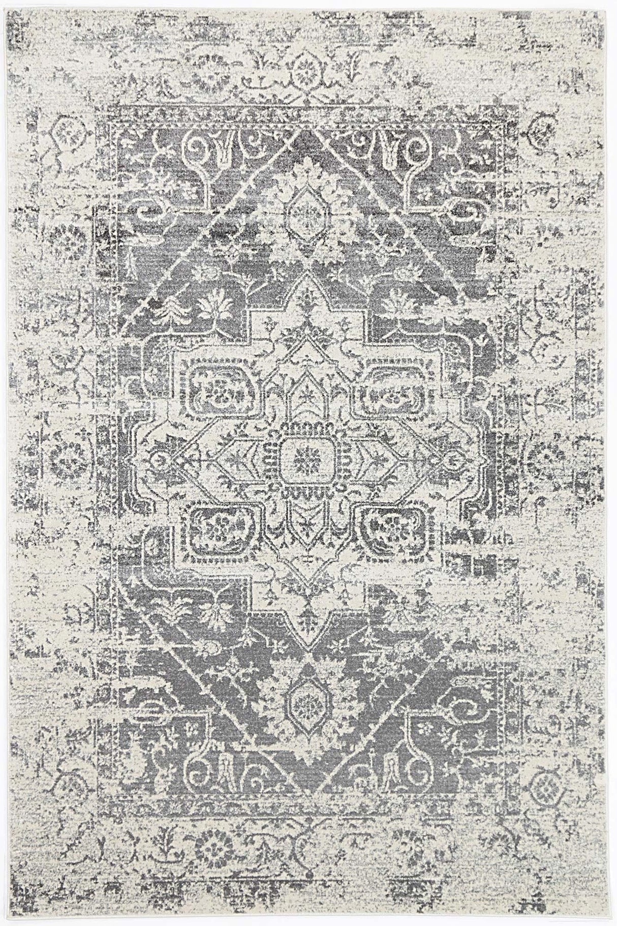 Distressed Transitional Polypropylene Floor Rug Ivory Grey 300 x 400cm, view 2