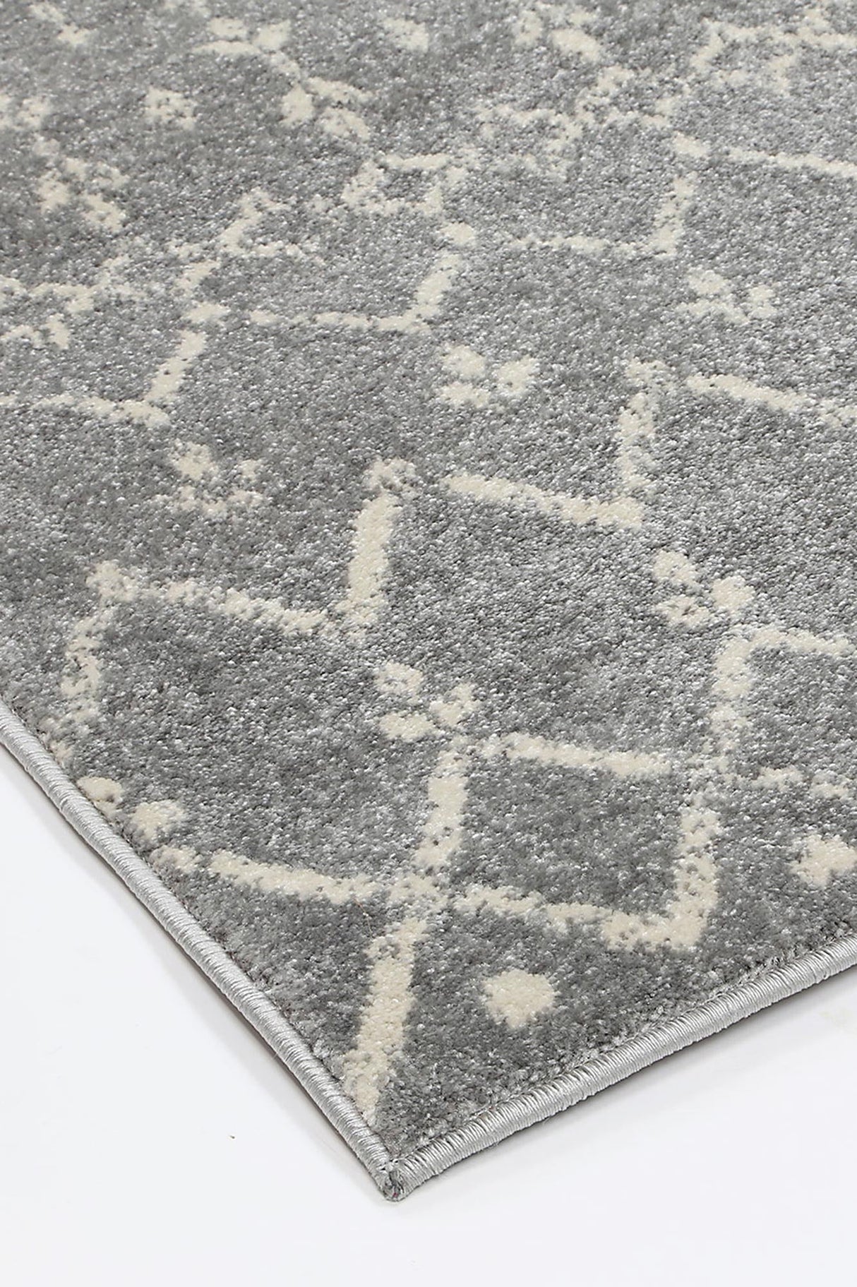 Distressed Transitional Polypropylene Floor Rug Grey Ivory 300 x 400cm