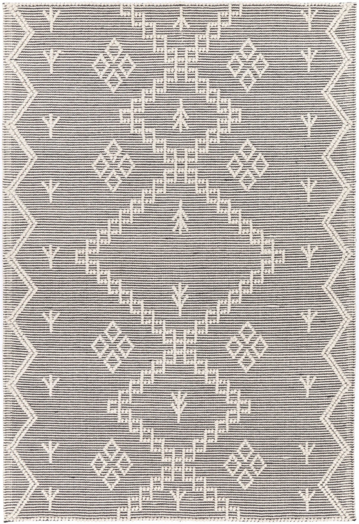 Hand tufted wool blend floor rug in cream, 160 x 230 cm