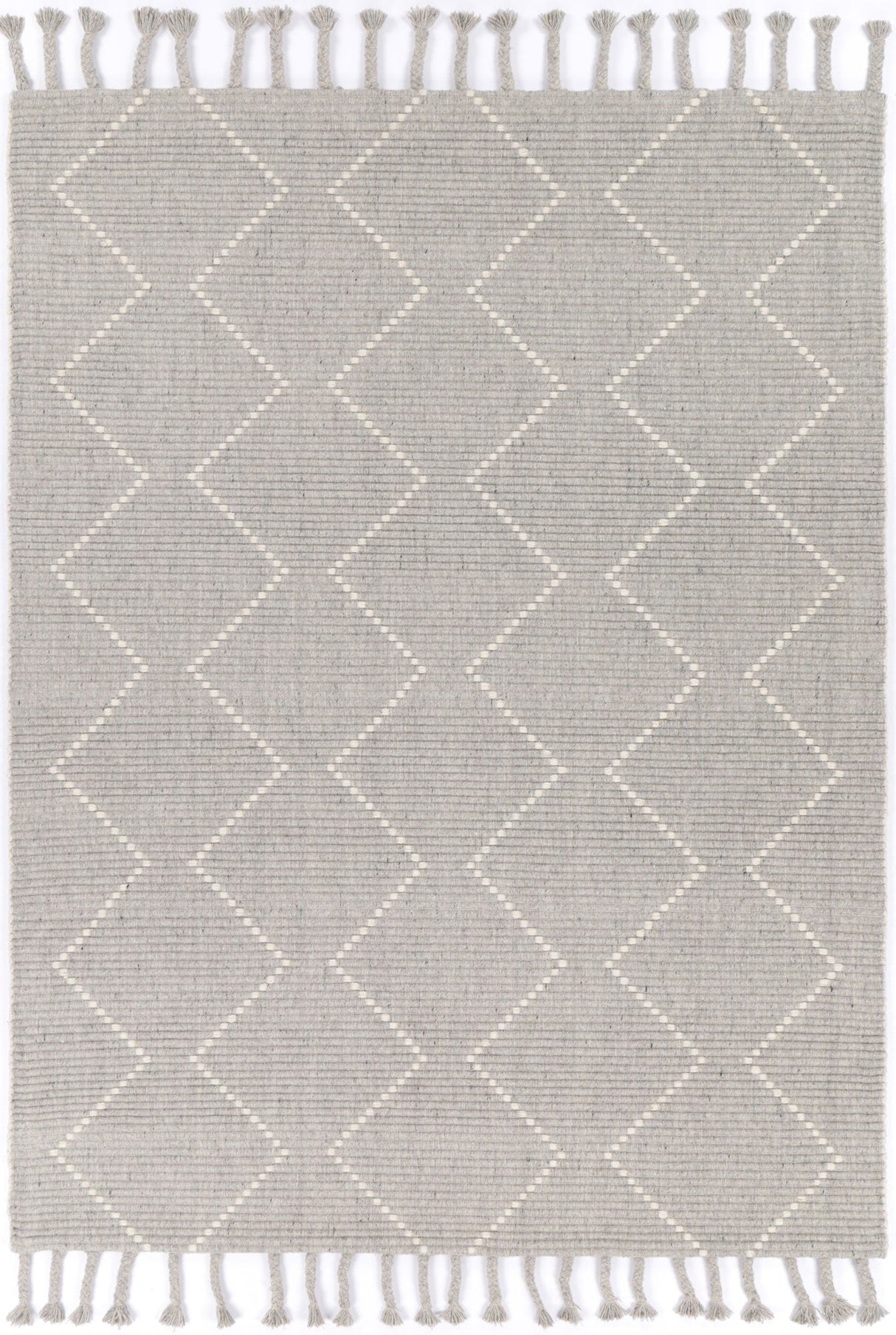 Grey hand tufted wool blend floor rug 240x330cm